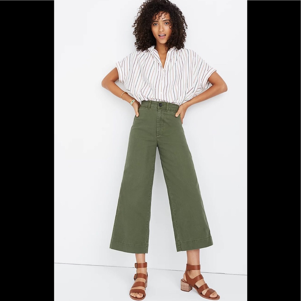 Madewell Emmett Wide-Leg Crop Pants Green,size 26